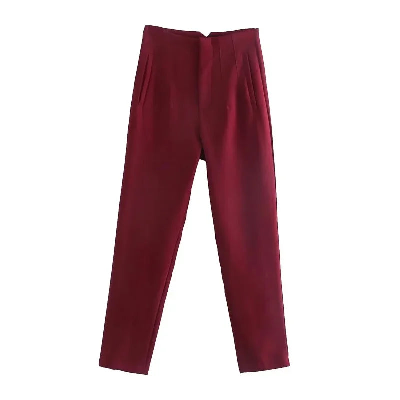 Chic Office Essentials: High-Waisted Pencil Trousers for Women – Formal Pants