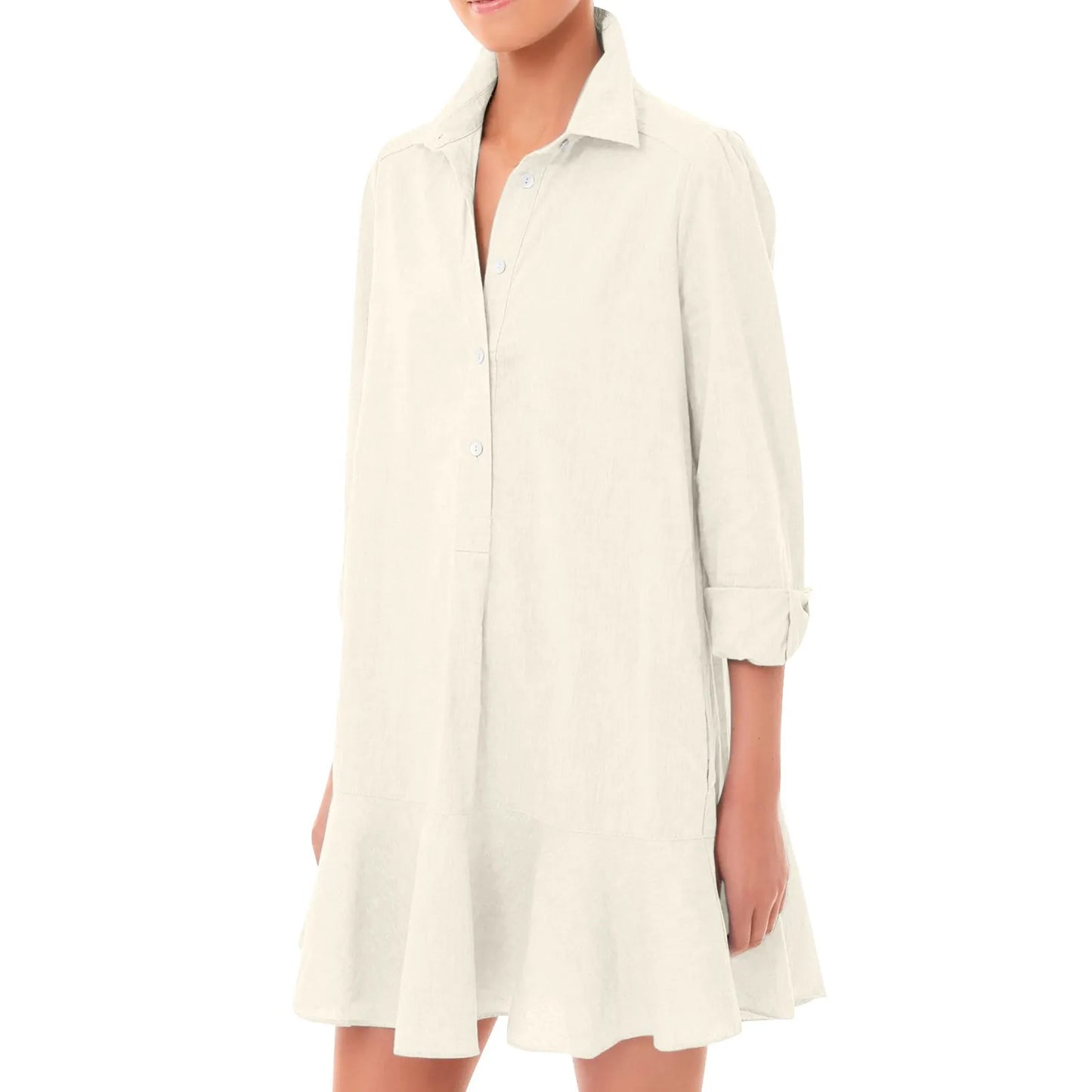 RuffleEase Classic Shirt Dress