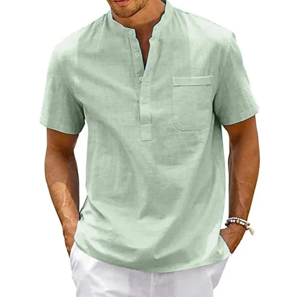 BreezeLite Men's Cotton-Linen Henley