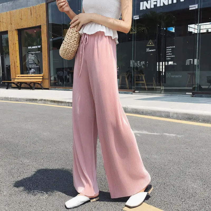 ChillFlex Women’s Pleated Wide-Leg Ice Silk Trousers
