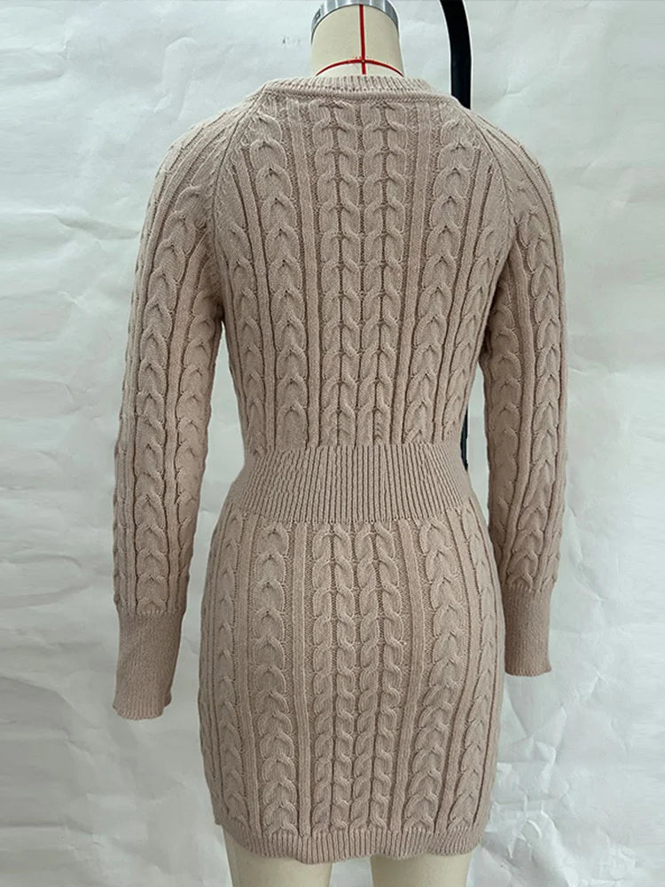 TwistAura Knit Mini Dress