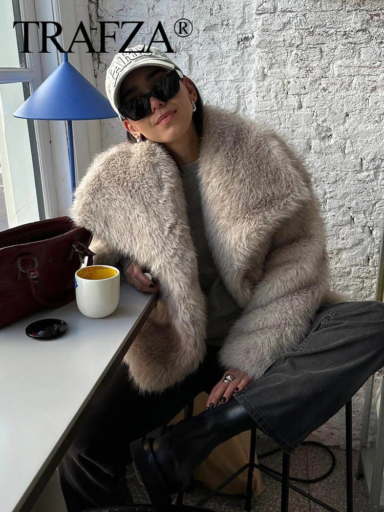 FauxChic Cropped Faux Fur Jacket