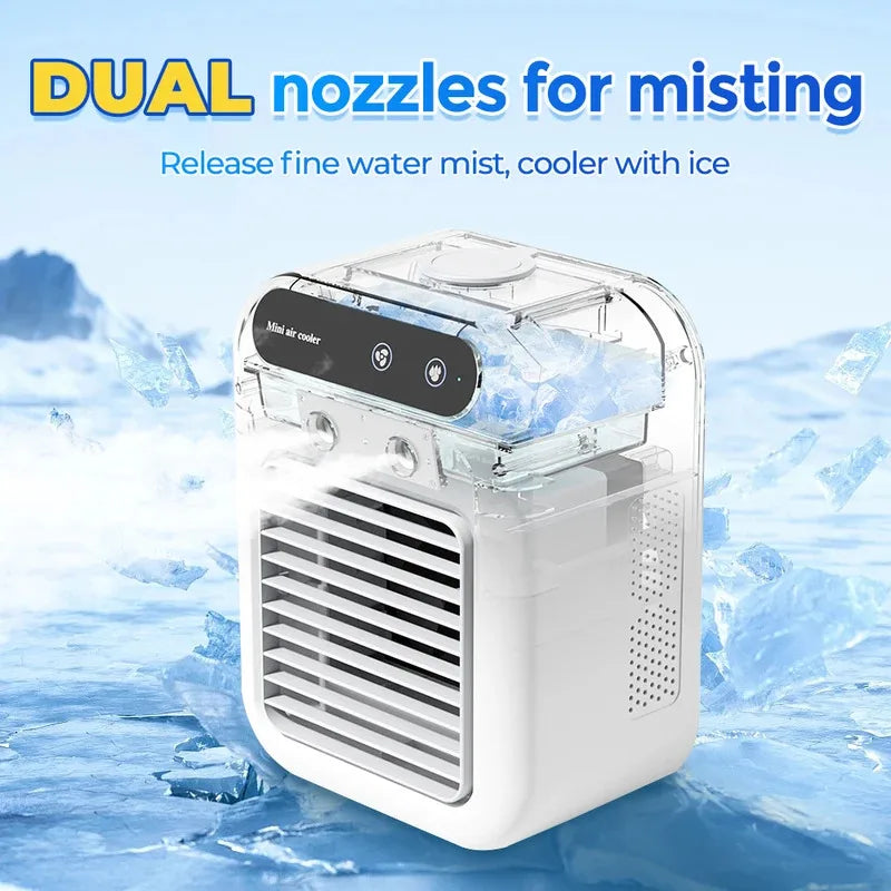 Portable Electric Fan Air Conditioners Desktop Air Cooler USB Recharge LED Night Light Water Mist Fun Air Cooler for Home Office