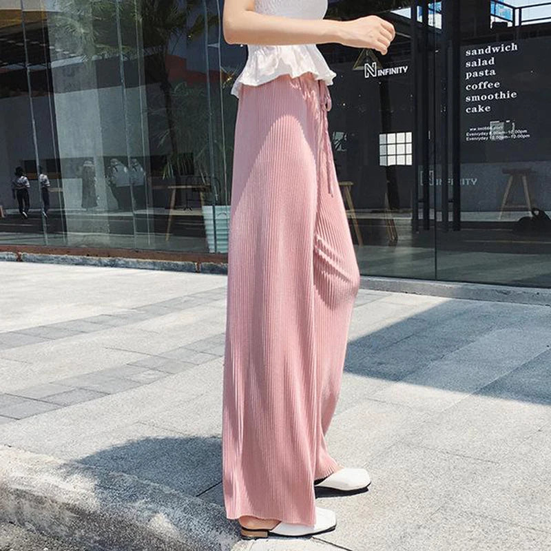 ChillFlex Women’s Pleated Wide-Leg Ice Silk Trousers