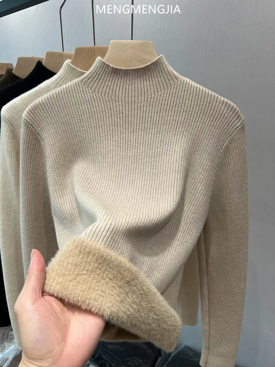 Velvet-Lined Turtleneck Sweater