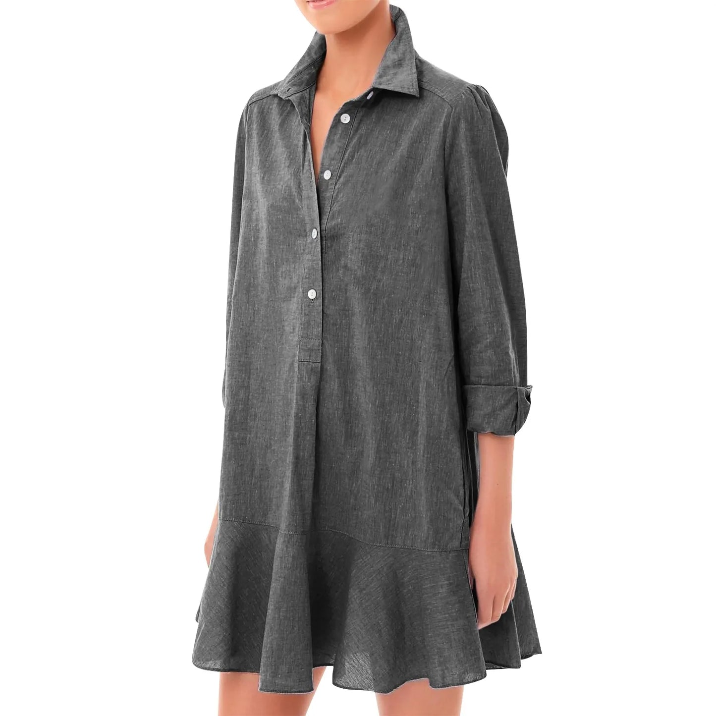 RuffleEase Classic Shirt Dress