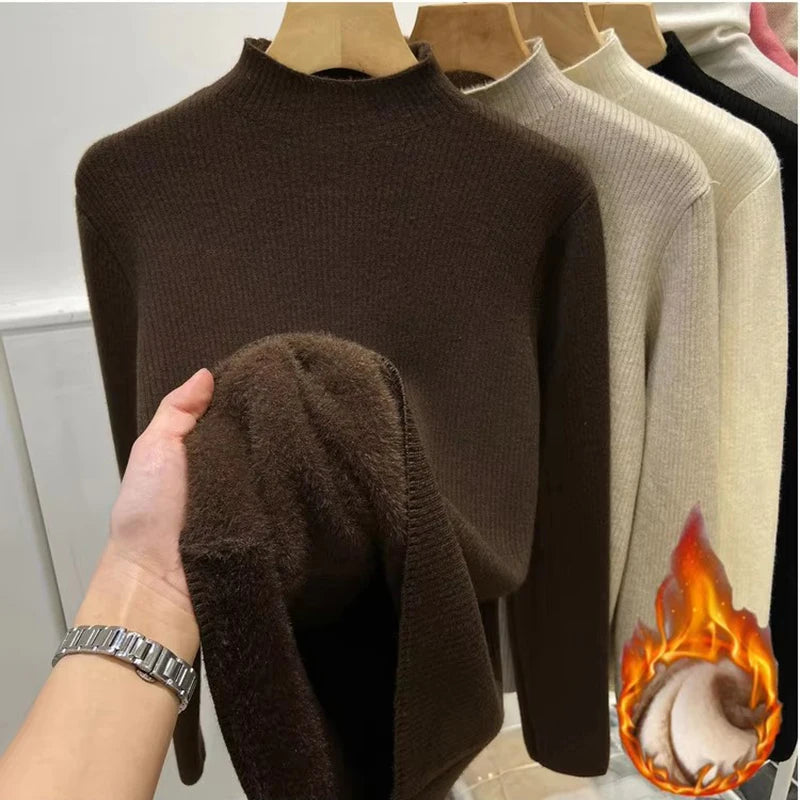 Velvet-Lined Turtleneck Sweater