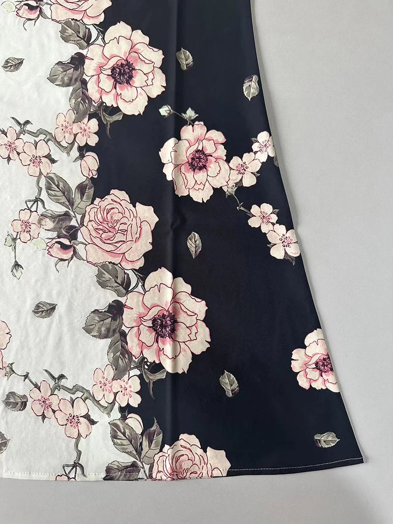 Vivid Vibes European-Inspired Sleeveless V-Neck Print Maxi Dress