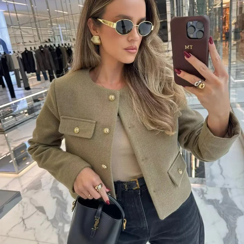 ChicCrop Elegant Button-Up Short Coat