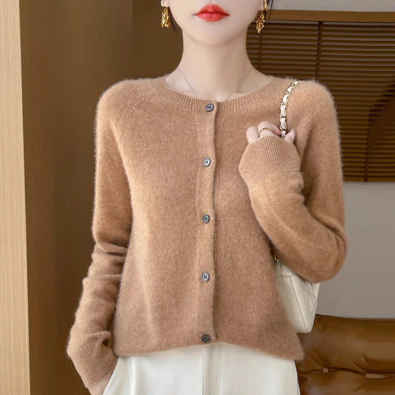 Pure Merino Wool Long Sleeve Cardigan