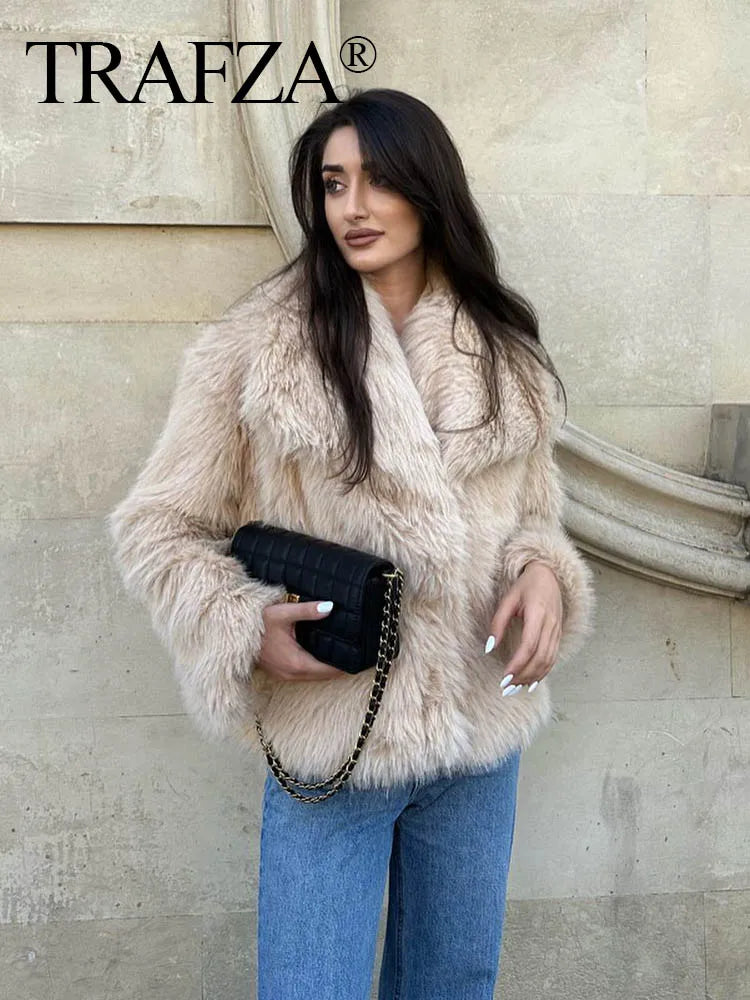 FauxChic Cropped Faux Fur Jacket