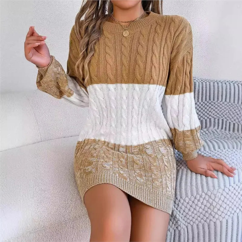 ChromaKnits Color-Block Sweater Dress