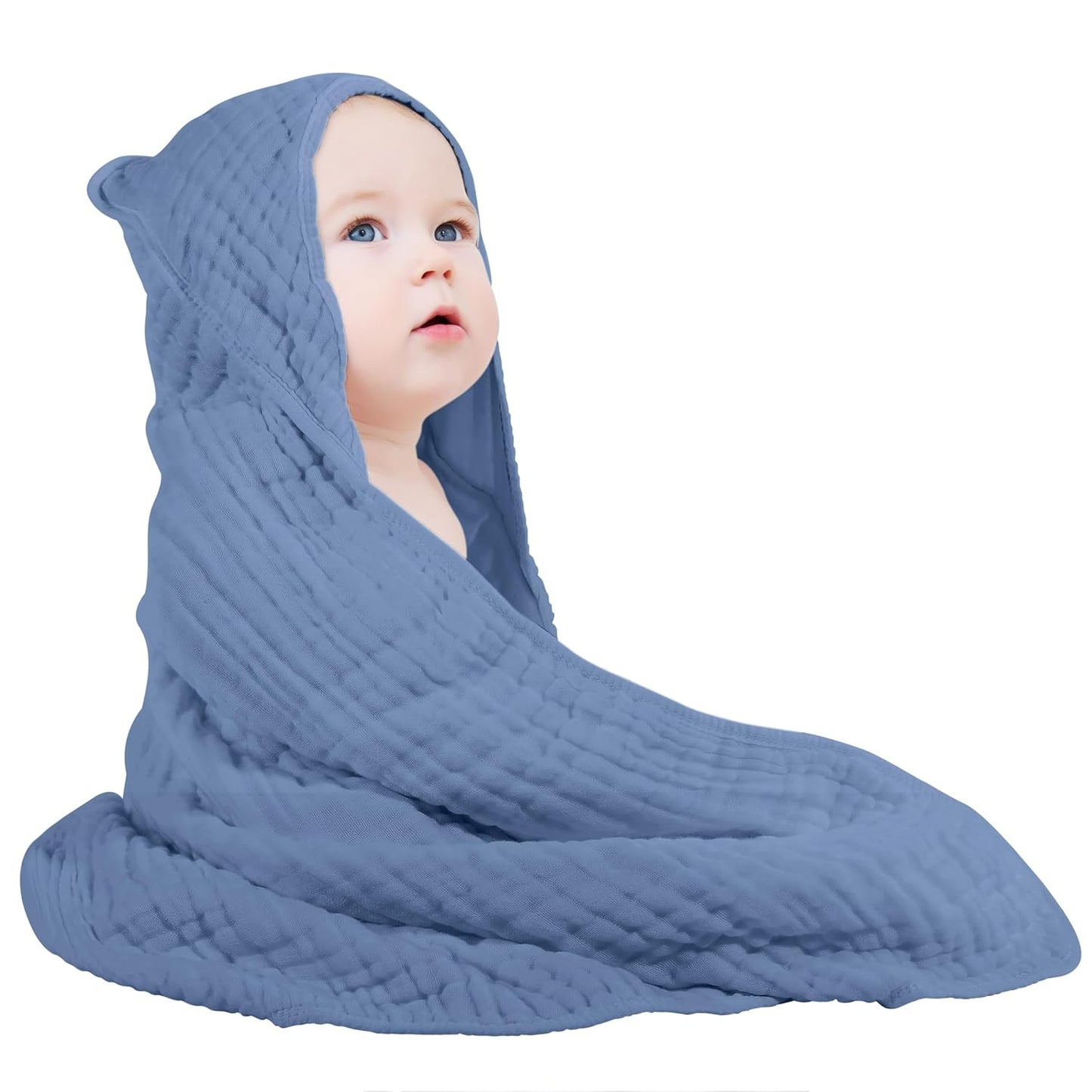 SnuggleNest Muslin Hooded Baby Towel – Ultra-Soft 100% Cotton for Newborns & Toddlers (32"x32")