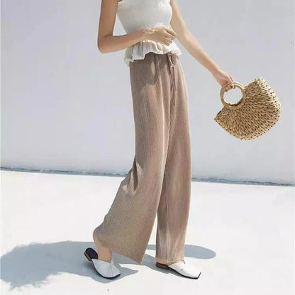 ChillFlex Women’s Pleated Wide-Leg Ice Silk Trousers