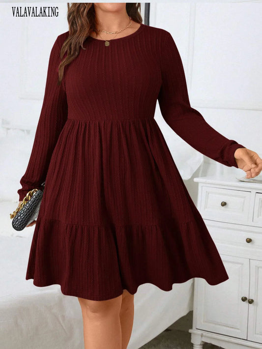 CrimsonCozy Plus Size Knitted Sweater Dress