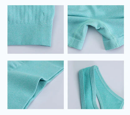 SculptAura Seamless Workout Set – Hollow-Back Bra & CurveLift Shorts