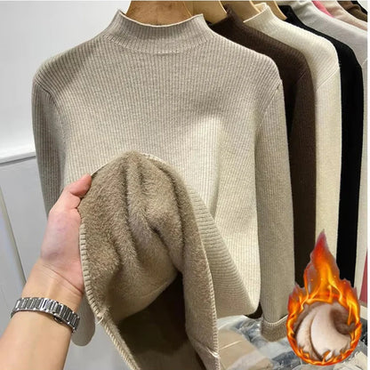 Velvet-Lined Turtleneck Sweater