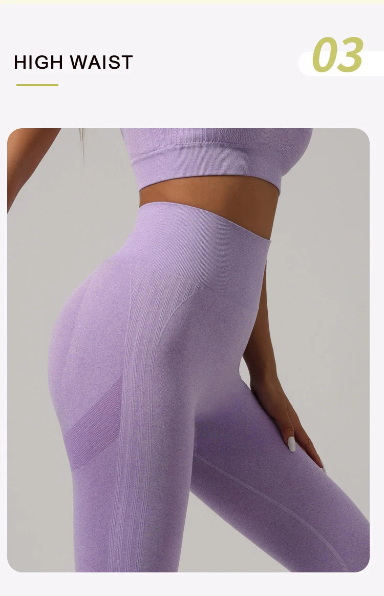 FlexSculpt 2-Piece Seamless Workout Set – Push-Up Leggings & Hollow-Back Fitness Bra