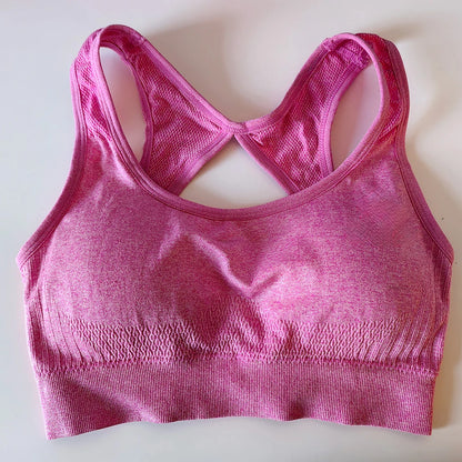 FlexSculpt 2-Piece Seamless Workout Set – Push-Up Leggings & Hollow-Back Fitness Bra