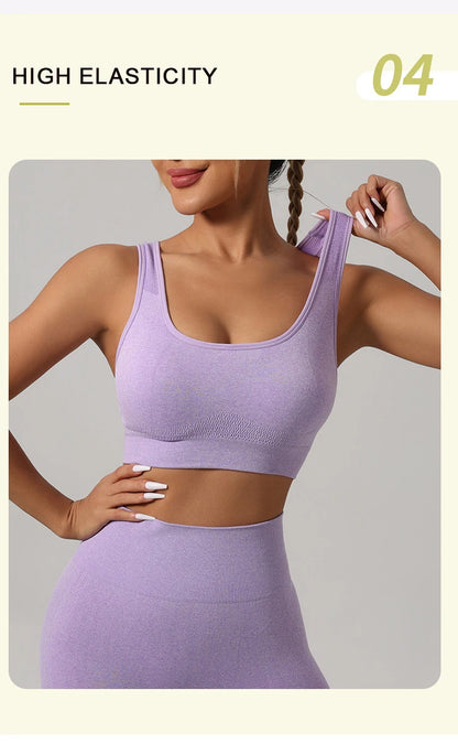 FlexSculpt 2-Piece Seamless Workout Set – Push-Up Leggings & Hollow-Back Fitness Bra