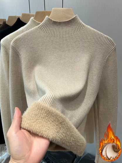 Velvet-Lined Turtleneck Sweater