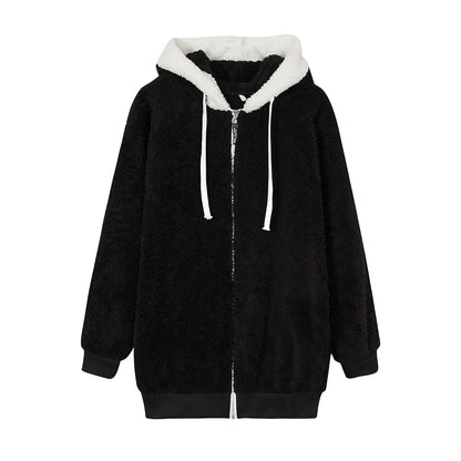 CozyCloud Plush Zip-Up Hooded Jacket