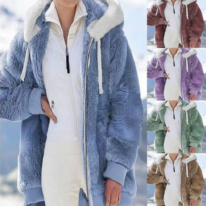 CozyCloud Plush Zip-Up Hooded Jacket