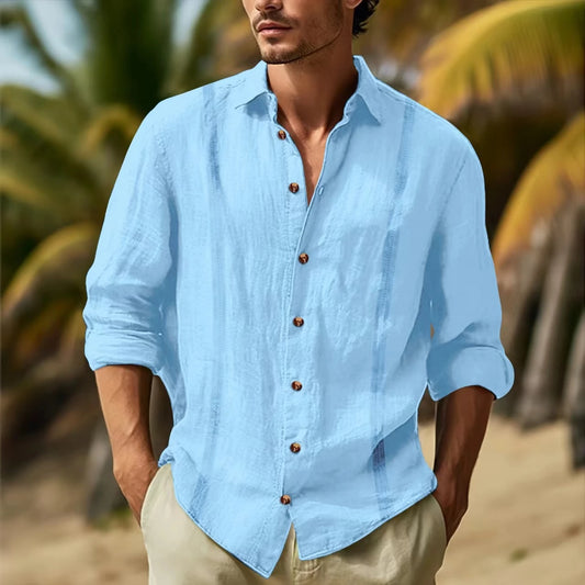 Coastal Edge Men's Double-Splice Cotton Lapel Shirt