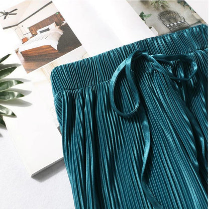 ChillFlex Women’s Pleated Wide-Leg Ice Silk Trousers