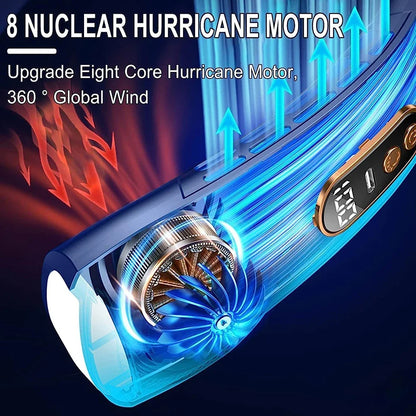 AeroGlow™ Leafless Neck Fan – USB Rechargeable, Silent Cooling with LED Display & 5-Speed Breeze Control