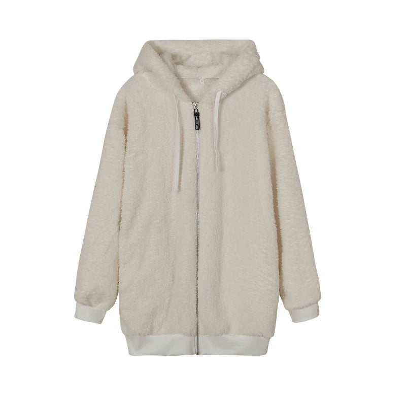 CozyCloud Plush Zip-Up Hooded Jacket