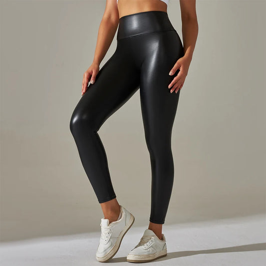 GlamFlex - High-Waist PU Leather Leggings