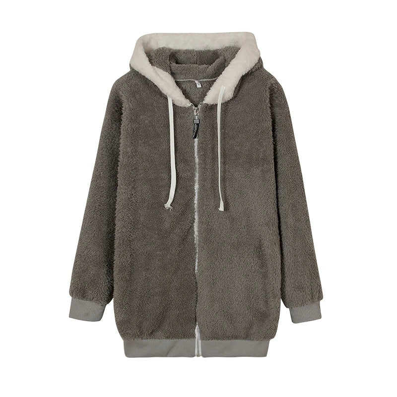 CozyCloud Plush Zip-Up Hooded Jacket