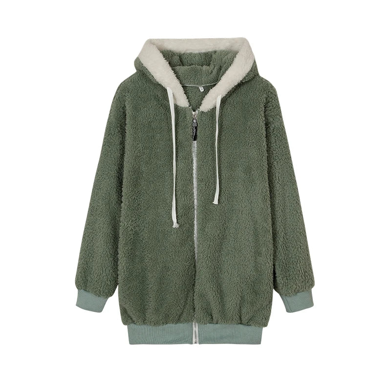 CozyCloud Plush Zip-Up Hooded Jacket