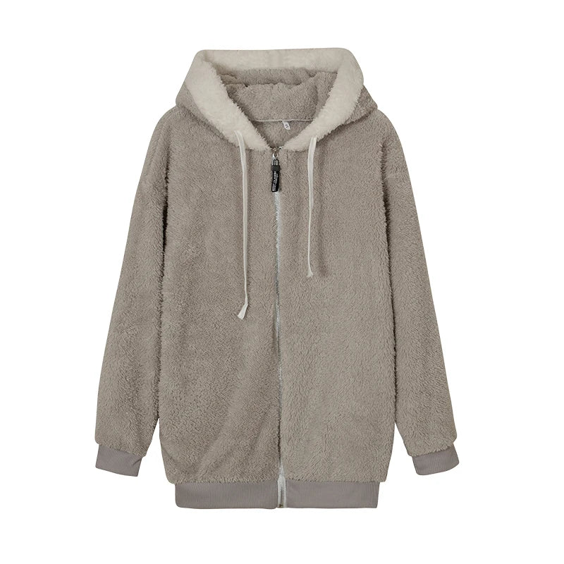 CozyCloud Plush Zip-Up Hooded Jacket