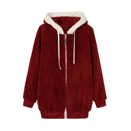 CozyCloud Plush Zip-Up Hooded Jacket