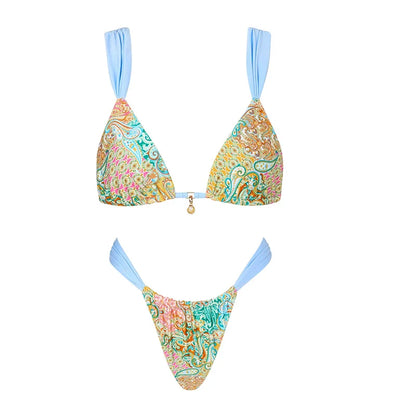 Sunkissed Siren™ 3-Piece Bikini & Skirt Set – Backless Lace-Up Swimwear with Beach Print Elegance