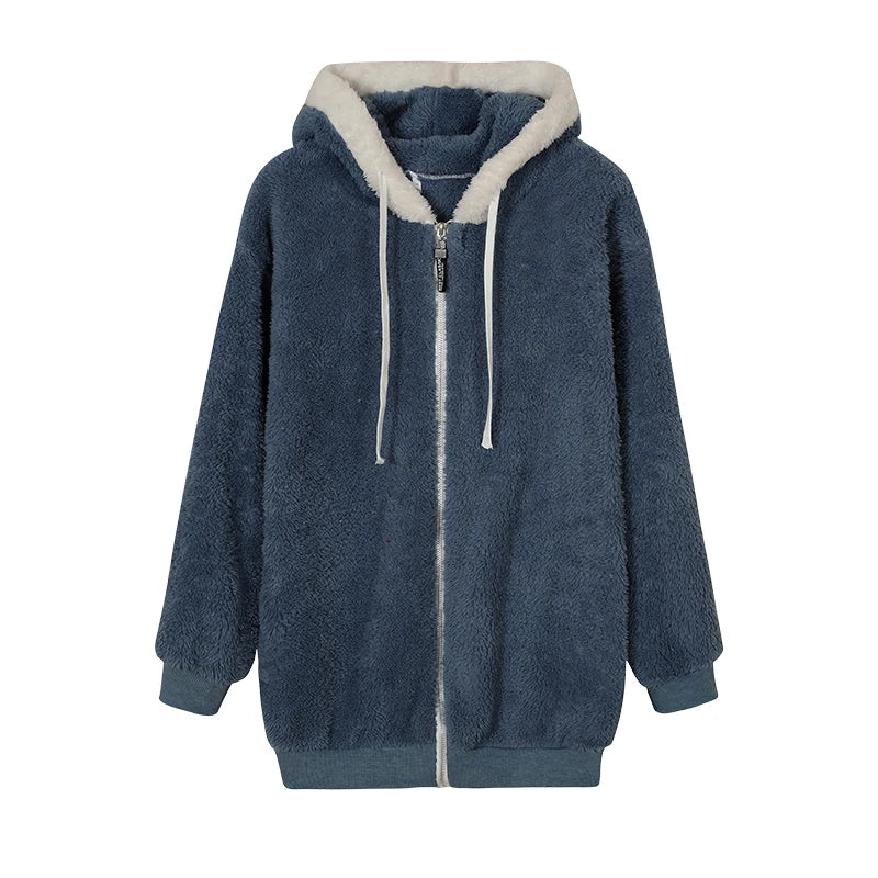 CozyCloud Plush Zip-Up Hooded Jacket