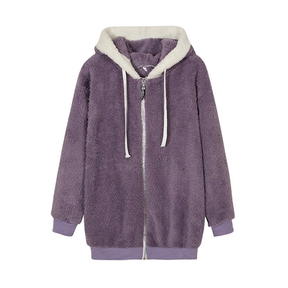 CozyCloud Plush Zip-Up Hooded Jacket