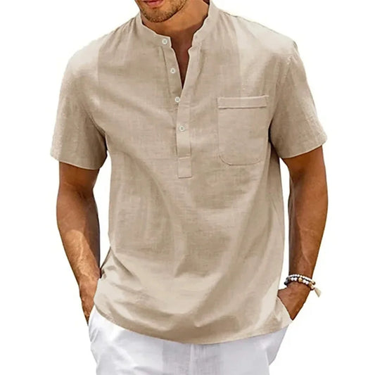 BreezeLite Men's Cotton-Linen Henley