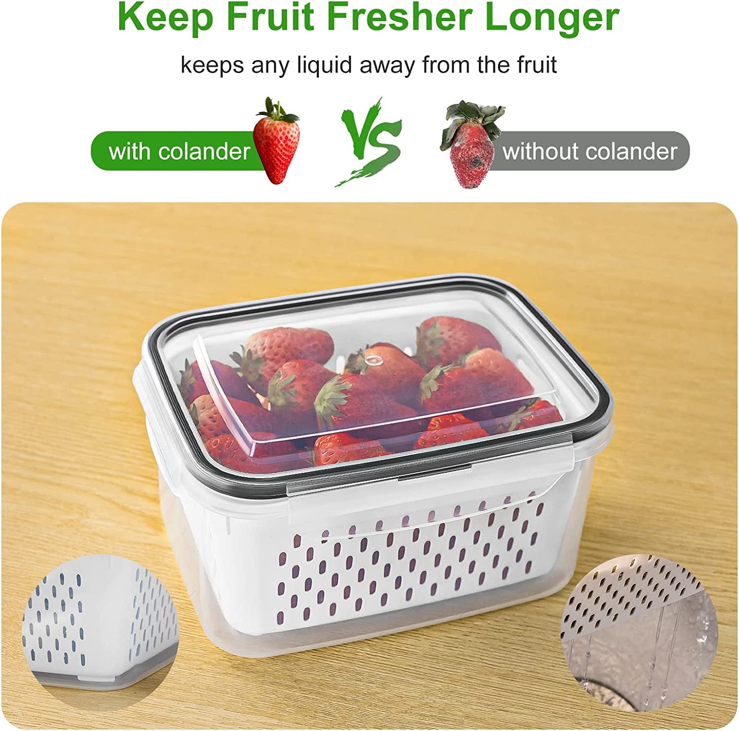FreshLock™ 5-Piece Fruit & Produce Saver Set – Leakproof Fridge Storage with Built-In Colanders